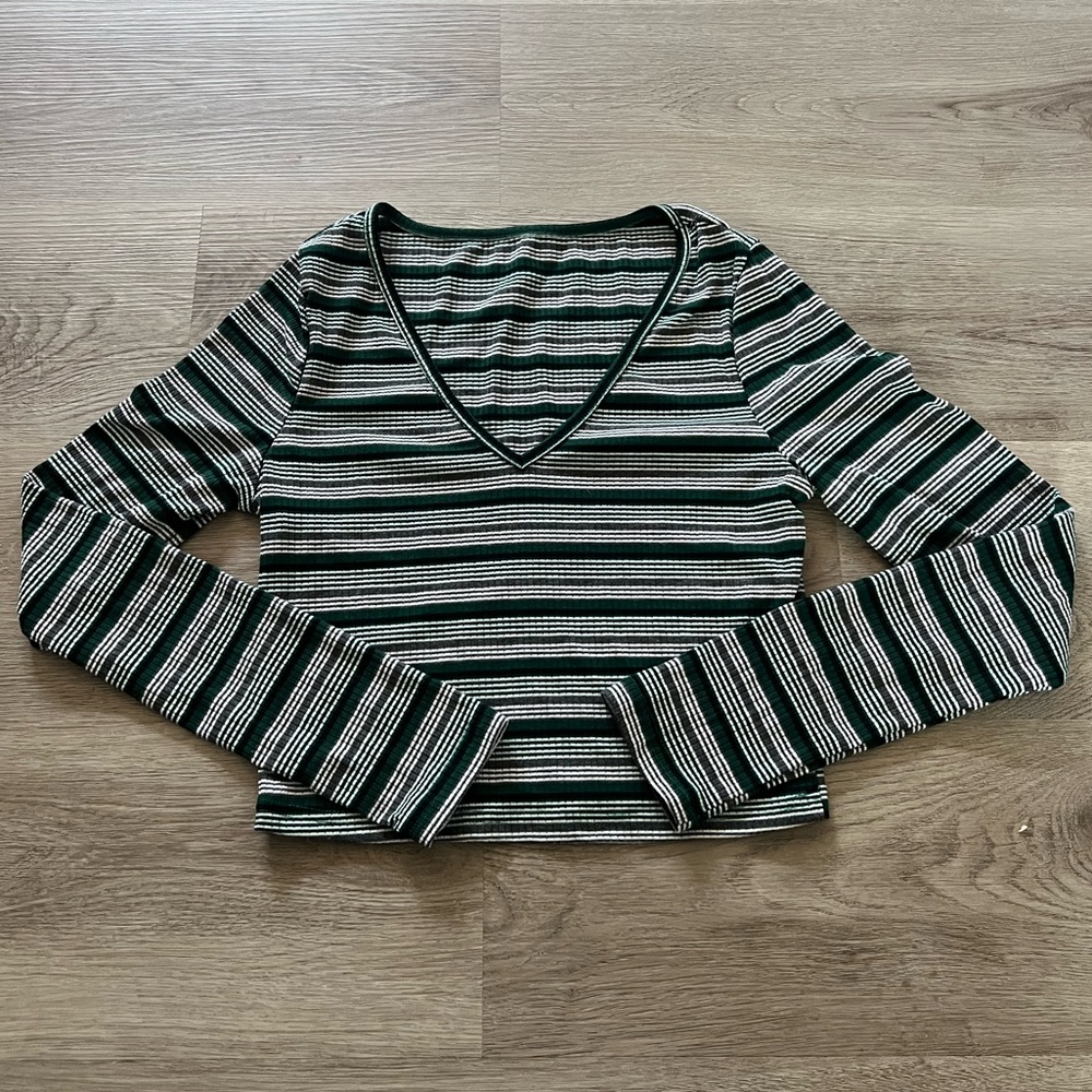 Cropped striped long sleeve